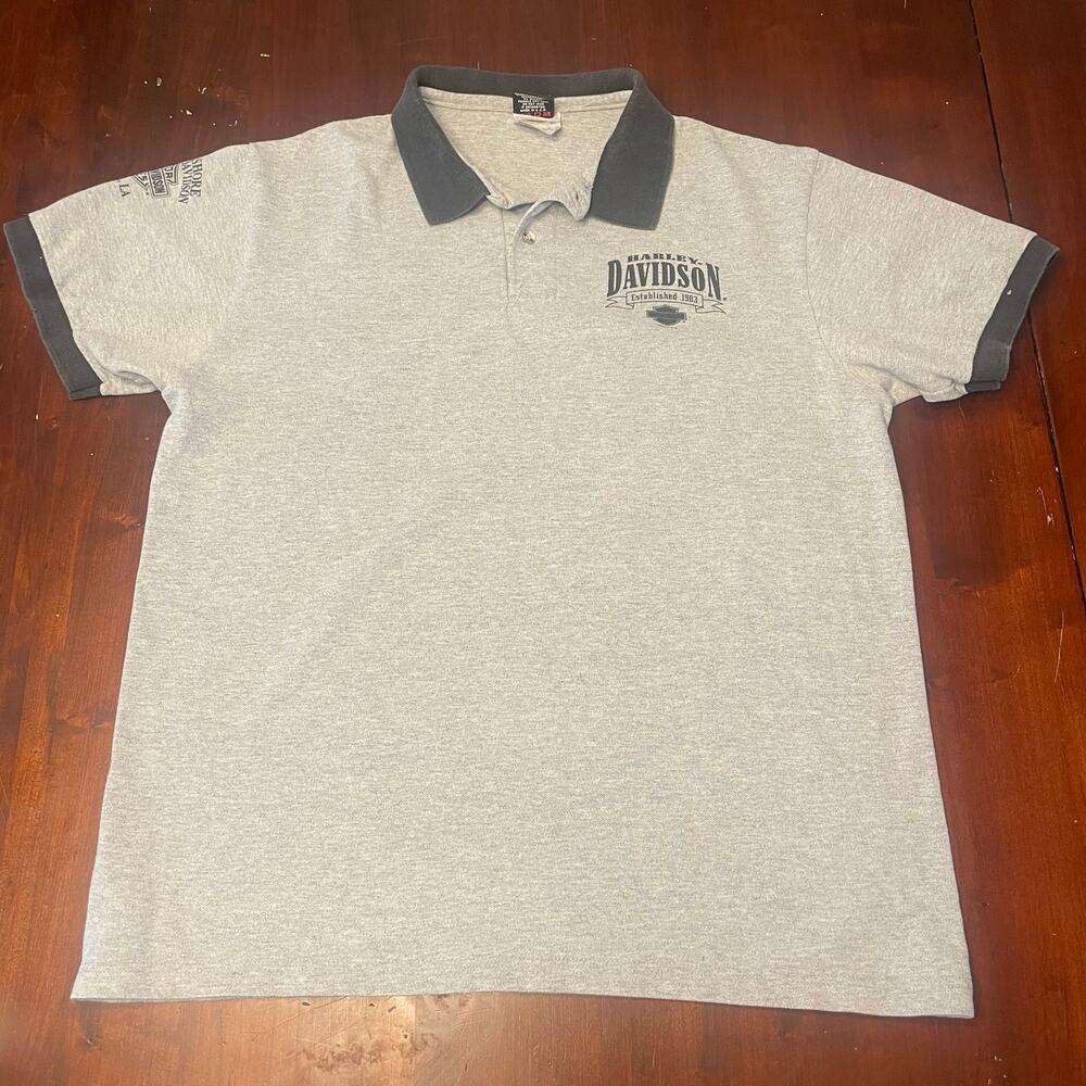 Harley Davidson Gray Polo Shirt M Slidell, LA Top Medium black trim